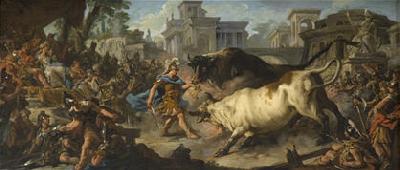 Jean Francois de troy Jason taming the bulls of Aeetes oil painting picture